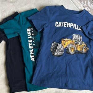 6-7 years Caterpillar , H&M and George Navy Blue Tee with Yellow Loader Graphic
